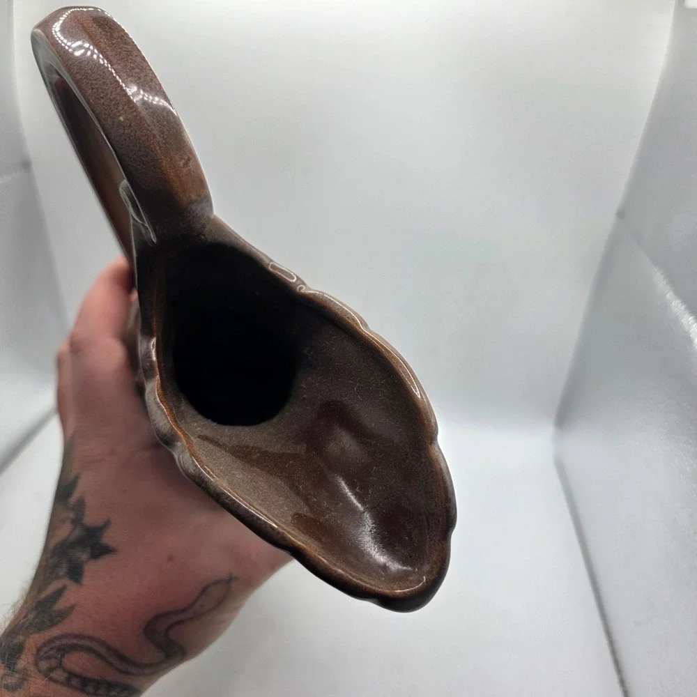 Red Wing Pottery 819 Brown Flecked Swirl Pitcher Vase Mid Century Modern Ceramic